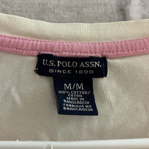 Ralph Lauren Sport cream colour, pink logo Long Sleeve T-Shirt size medium - Picture 4 of 4